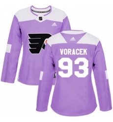 Womens Adidas Philadelphia Flyers 93 Jakub Voracek Authentic Purple Fights Cancer Practice NHL Jersey 