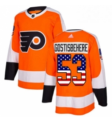 Youth Adidas Philadelphia Flyers 53 Shayne Gostisbehere Authentic Orange USA Flag Fashion NHL Jersey 