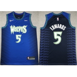 Men Minnesota Timberwolves 5 Anthony Edwards Blue City Edition Stitched Jersey