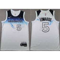 Men Minnesota Timberwolves 5 Anthony Edwards White 2024 City Edition Stitched Jersey