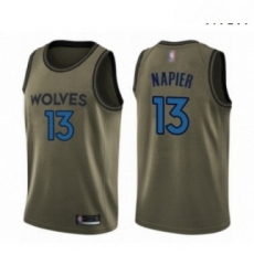 Mens Minnesota Timberwolves 13 Shabazz Napier Swingman Green Salute to Service Basketball Jersey 