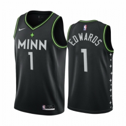 Youth Nike Minnesota Timberwolves 1 Anthony Edwards Black NBA Swingman 2020 21 City Edition Jersey