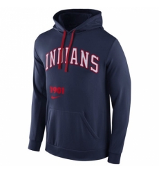 Men MLB Cleveland Indians Nike Cooperstown Performance Pullover Hoodie Navy Blue