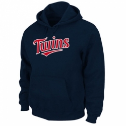 Men MLB Minnesota Twins Majestic 300 Hitter Hooded Fleece Navy