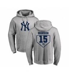 Men MLB Nike New York Yankees 15 Thurman Munson Gray RBI Pullover Hoodie