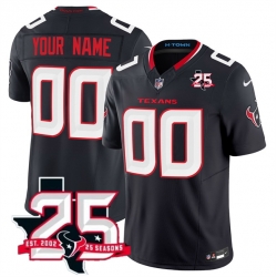 Men Houston Texans Active Player Custom Navy 2026 25th Anniversary Patch F U S E Vapor Stitched jersey