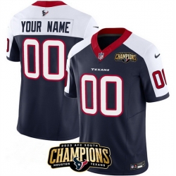 Men Houston Texans Active Player Custom Navy White 2023 F U S E  AFC South Champions Patch Limited Stitched Football Jersey