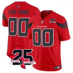 Men Houston Texans Active Player Custom Red 2026 25th Anniversary Patch Alternate Vapor F U S E  Limited Stitched Jersey