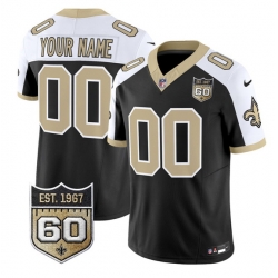 Men New Orleans Saints Active Player Custom Black Alternate F U S E  60th Anniversary Patch Vapor Limited Stitched Football Jersey