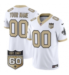 Men New Orleans Saints Active Player Custom White F U S E  60th Anniversary Patch Vapor Limited Stitched Football Jersey