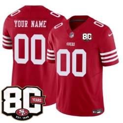 Men San Francisco 49ers Active Player Custom Red 80th Anniversary Patch 2026 F U S E  Vapor Untouchabl2026 F U S E  Vapor Untouchable Limited Stitched Foot