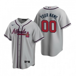 Men Women Youth Toddler All Size Atlanta Braves Custom Nike Gray 2020 Stitched MLB Cool Base Road Jersey