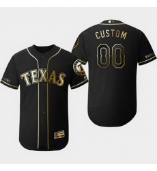 Men Women Youth Toddler All Size Texas Rangers Customized Black Gold Flexbase Jersey