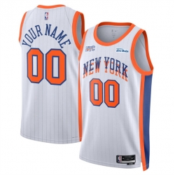 Men New York Knicks Active Player Custom White 2024 25 City Edition Stitched Basketball Jersey