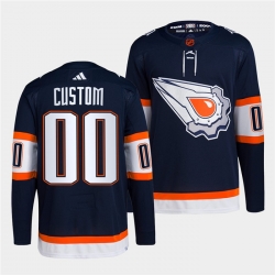 Men Women Youth Edmonton Oilers Custom Navy 2022 23 Reverse Retro Stitched Jersey