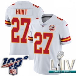 2020 Super Bowl LIV Men Nike Kansas City Chiefs #27 Kareem Hunt White Vapor Untouchable Limited Player NFL Jersey