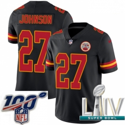 2020 Super Bowl LIV Men Nike Kansas City Chiefs #27 Larry Johnson Limited Black Rush Vapor Untouchable NFL Jersey