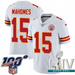 Nike Kansas City Chiefs #15 Patrick Mahomes White 2020 Super Bowl LIV Men Stitched NFL Vapor Untouchable Limited Jersey