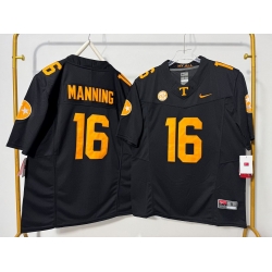 Men Tennessee Volunteers 16 Peyton Manning Black F U S E Stitched Jersey