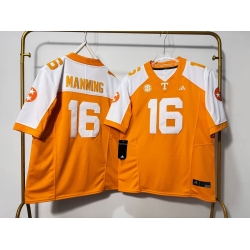 Men Tennessee Volunteers 16 Peyton Manning Orange + White Thanksgiving Stitched Jersey