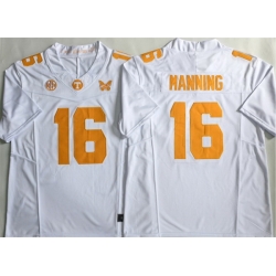Men Tennessee Volunteers 16 Peyton Manning White F U S E Stitched Jersey