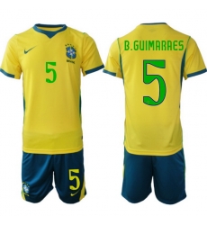 Youth Brazil 2026 FIFA World Cup Yellow Home Soccer Jersey B.GUIMARAES #5 Green