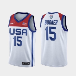 Men's USA Team Devin Booker Home White 2021 Tokyo Olympics Jersey