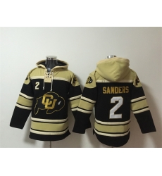 Men Colorado Buffaloes 2 Shedeur Sanders Black Ageless Must Have Lace Up Pullover Hoodie