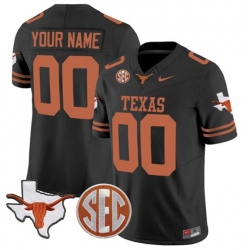 Men Texas Longhorns Active Player Custom Black F U S E  State Map  26 SEC Patch Stitched Jersey