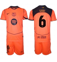 Men FC Barcelona 2026 Soccer Jerseys Orange #6 GAVI (2)