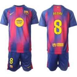 Men FC Barcelona 2026 Soccer Jerseys PinkBlue #8 PEDRI