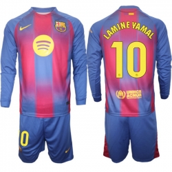 Men FC Barcelona 2026 Soccer Jerseys Red Long #10 LAMINE YAMAL