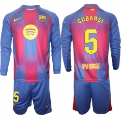 Men FC Barcelona 2026 Soccer Jerseys Red Long #5 CUBARSI