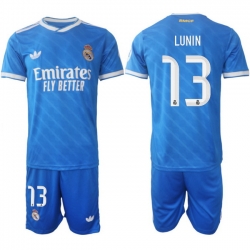 Men Real Madrid 2026 Soccer Jerseys Blue #13 LUNIN