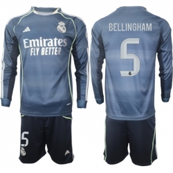 Men Real Madrid 2026 Soccer Jerseys DarkBlue Long #5 BELLINGHAM