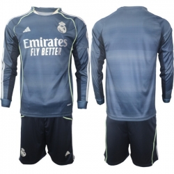 Men Real Madrid 2026 Soccer Jerseys DarkBlue Long BLANK