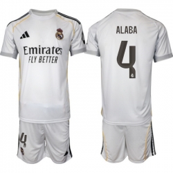 Men Real Madrid 2026 Soccer Jerseys White #4 ALABA