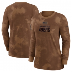 Women San Francisco 49ers Brown 2023 Salute To Service Long Sleeve T Shirt Run Small