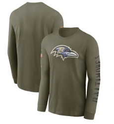 Men Baltimore Ravens Olive 2022 Salute To Service Long Sleeve T Shirt