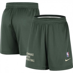 Men Milwaukee Bucks Hunter Green Warm Up Performance Practice Shorts 