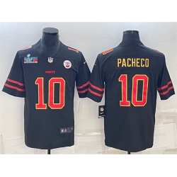 Men Kansas City Chiefs 10 Isiah Pacheco Black Red Gold Super Bowl LVII Patch Vapor Untouchable Limited Stitched Jersey