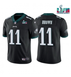 Men Women Youth Toddler Philadelphia Eagles 11 A J  Brown Black Super Bowl LVII Patch Vapor Untouchable Limited Stitched Jersey