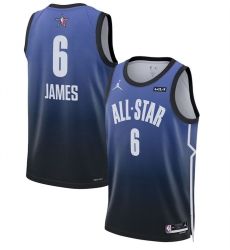 Men 2023 All Star 6 LeBron James Blue Game Swingman Stitched Basketball Jersey