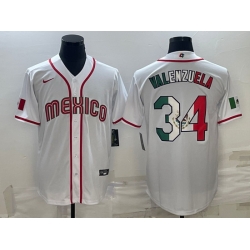 Men Mexico Baseball 34 Fernando Valenzuela 2023 White World Baseball Classic Stitched Jersey