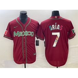 Men Mexico Baseball 7 Julio Ur EDas Red 2023 World Baseball Classic Stitched Jersey 1