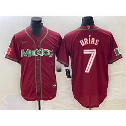 Men Mexico Baseball 7 Julio Ur EDas Red 2023 World Baseball Classic Stitched Jersey