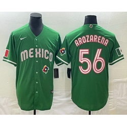 Men's Mexico Baseball #56 Randy Arozarena 2023 Green World Classic Stitched Jerseys