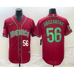 Men's Mexico Baseball #56 Randy Arozarena Number 2023 Red World Classic Stitched Jersey