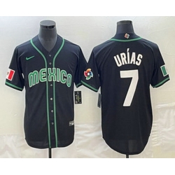 Men's Mexico Baseball #7 Julio Urias 2023 Black White World Classic Stitched Jersey