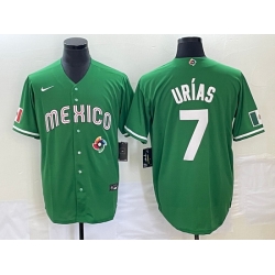 Men's Mexico Baseball #7 Julio Urias Green 2023 World Baseball Classic Stitched Jersey